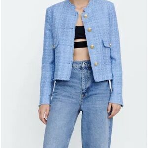 Zara Blue Tweed Women's Jacket
